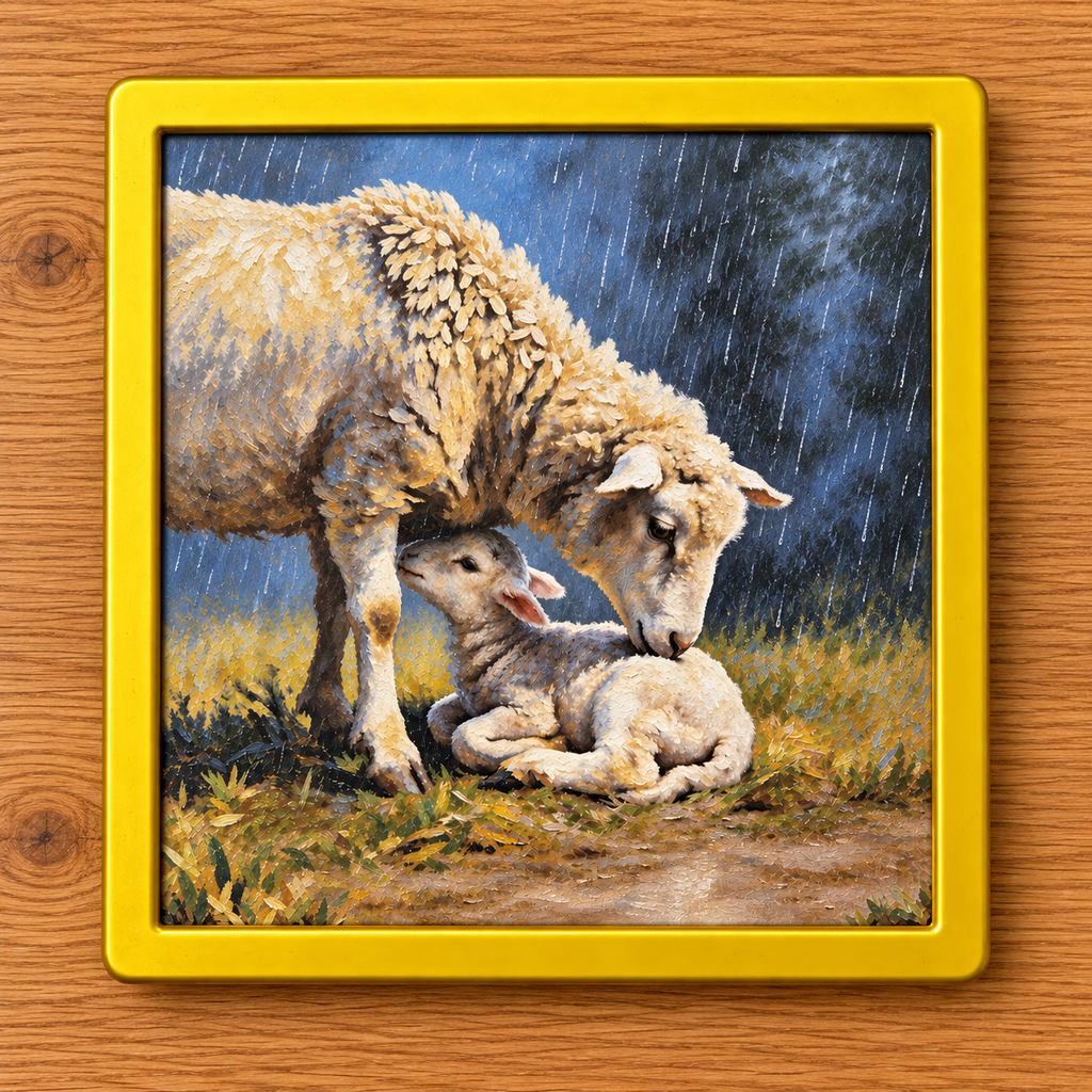 Mother's Love | Sheep & Lamb Art Print | Animal Wall Art