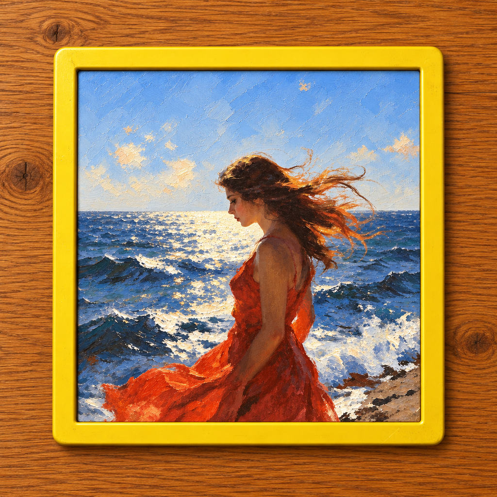 Dipping A Toe | Family Beach Art Print | Children's Wall Art