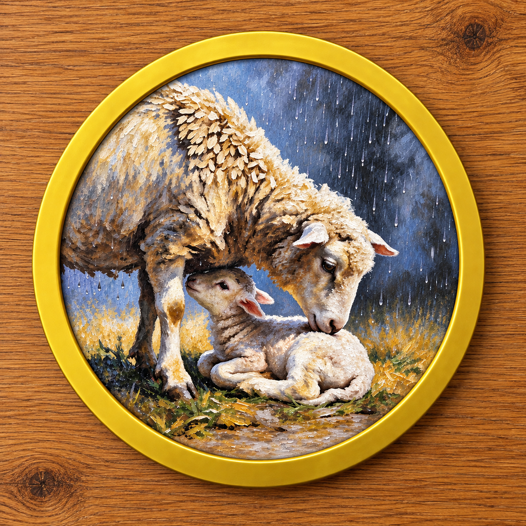 Mother's Love | Sheep & Lamb Art Print | Animal Wall Art